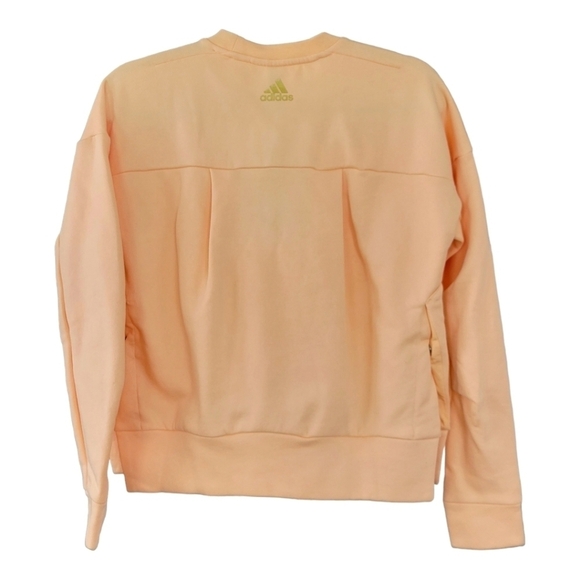 NWT Adidas Glam ID Peach Pastel Sweatshirt XS Soft Gold Logo Athleisure Chic - Picture 6 of 10